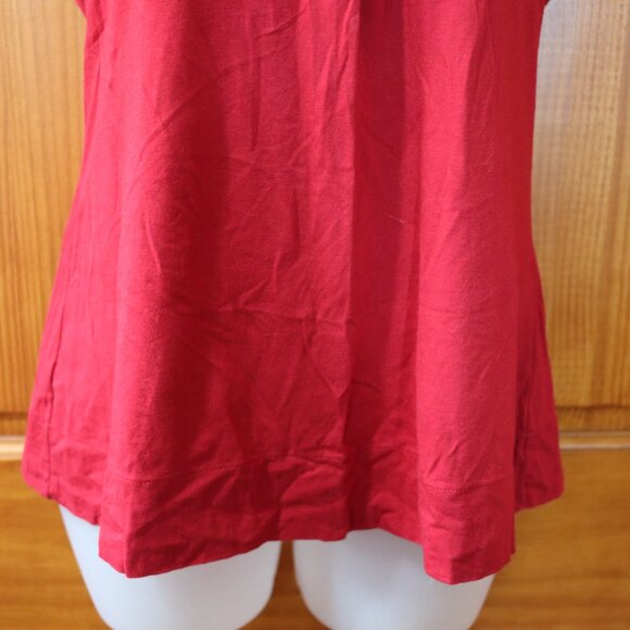 Loft Red Satin Detail Rosette Tank Top Med - Picture 3 of 9
